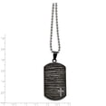 thumbnail image 3 of Mens Gunmetal Dog Tag Necklace with Brushed Metal Texture Cross Accent and Sparkling Stones on Ball Chain Rugged Industrial Pendant Faith Jewelry for Casual or Formal Wear, 3 of 5