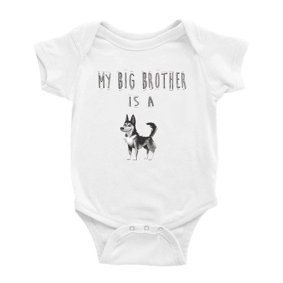 My Big Brother Is A Alaskan Malamute Dog Baby Clothing Bodysuits Boy Girl Unisex