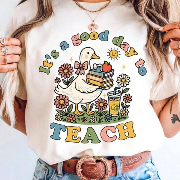 It's A Good Day To Teach Shirt – Cute Teacher Goose T-Shirt With Books And Flowers – Back To School Gift For Women Educators