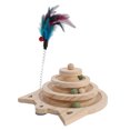 thumbnail image 1 of Cat Turntable Ball Toy, Pine Wood Multi Level Cats Interactive Roller Toy Sturdy Construction  for Scratching Playing, 1 of 7