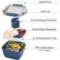 thumbnail image 3 of Bewildely Compartimentos para ensaladera para mujer, caja de almuerzo de frutas, comida segura para microondas, juego de vajilla a prueba de Mostrada Rosado, 3 of 6