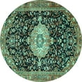 thumbnail image 1 of Ahgly Company Machine Washable Indoor Round Medallion Turquoise Blue Traditional Area Rugs, 6' Round, 1 of 4