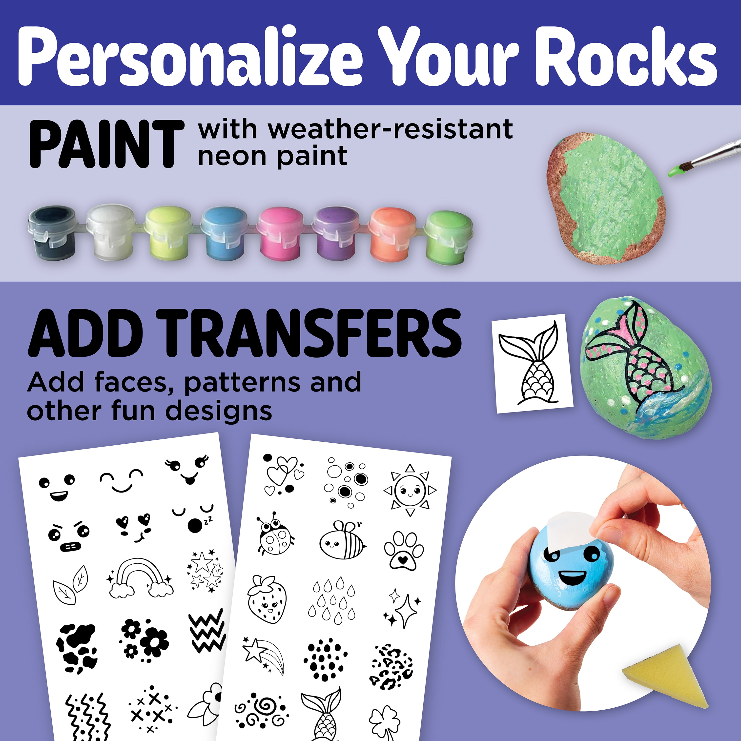Creativity for Kids Chalk n’ Rock Bucket Kit | Paint, Glow & Build a Colorful 20-Rock Snake (Ages 6+)