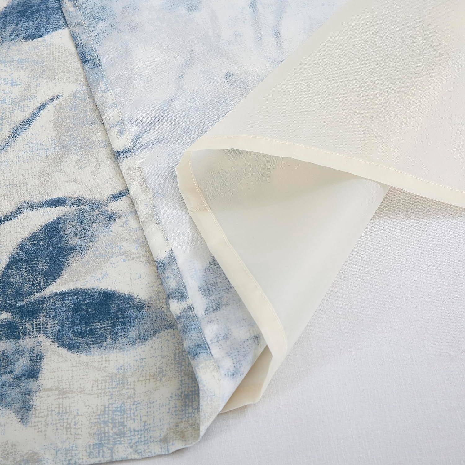 Chezmoi Collection 4-Piece Tropical Floral Window Curtain Set with Sheer Backing, Blue Gray White Textured Floral Printed Microfiber, 120 inch x 84 inch