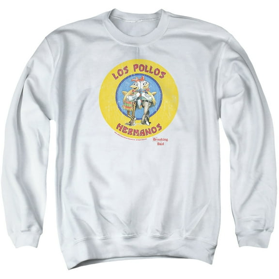 Breaking Bad Los Pollos Hermanos Unisex Adult Crewneck Sweatshirt,Los Pollos Hermanos White, Large