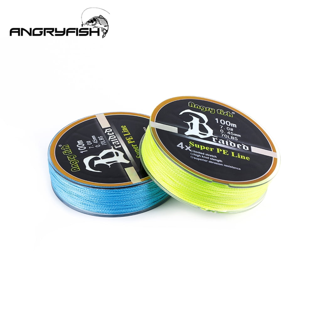 ANGRYFISH Diominate PE Line 4 Strands Braided 100m/109yds Super Strong Fishing  Line 10LB-80LB Yellow 