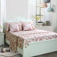 thumbnail image 2 of LANPEI Red Floral Floral Sheet Set Full, 100% Cotton 600TC Shabby Floral with Butterfly Pattern Printed, Deep Pocket-Super Soft-Breathable Bed Sheets Set, 4-Piece Full Size, 2 of 8