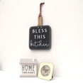 thumbnail image 2 of Parisloft Bless This Kitchen Wood Wall Decor, Cutting Board Shaped Kitchen Decor with a Leather Hanger, Farmhouse Rustic Wood Kitchen Decor, 6.375"W x 10"H, 2 of 9