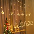 thumbnail image 1 of Halloween Decorations Clearance Sale  LED Christmas Ornaments Curtain Lights 126 LEDs Star Jingle Bell Elk  Tree Window Lights In Curtain String Lights For Home Bedroom Wedding Party Dec, 1 of 7