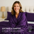 thumbnail image 6 of Satin Sheets King [4-Piece, Purple] Hotel Luxury Silky Bed Sheets - Extra Soft 1800 Microfiber Sheet Set, Wrinkle, Fade, Stain Resistant - Deep Pocket Fitted Sheet, Flat Sheet, Pillow Cases, 6 of 8