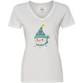 thumbnail image 3 of Inktastic Cute Christmas Snowman in Blue Hat and Scarf Women's V-Neck T-Shirt, 3 of 5