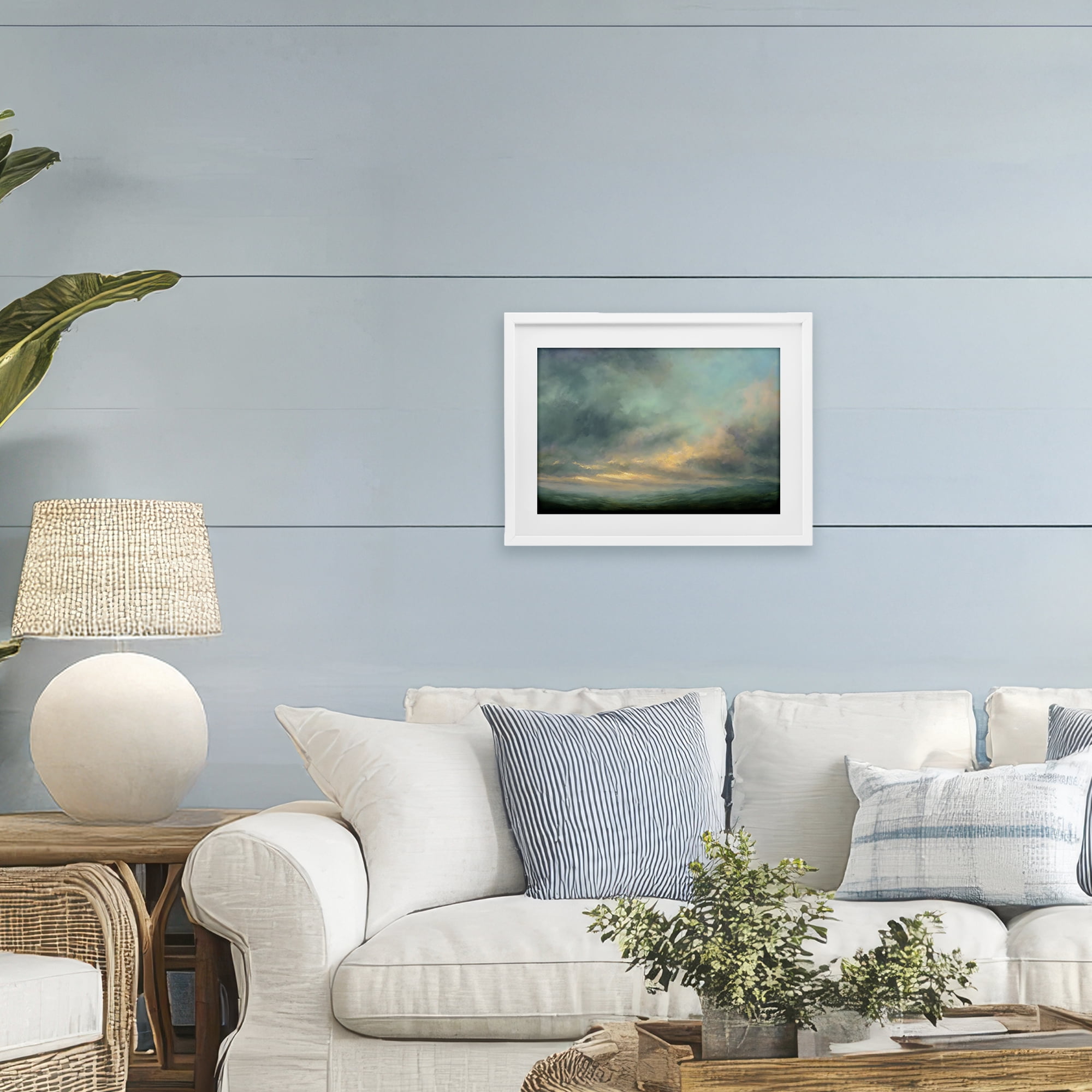 Stupell Industries Blue Toned Golden Hour White Framed Print Under Glass, design by Petal Prints Design