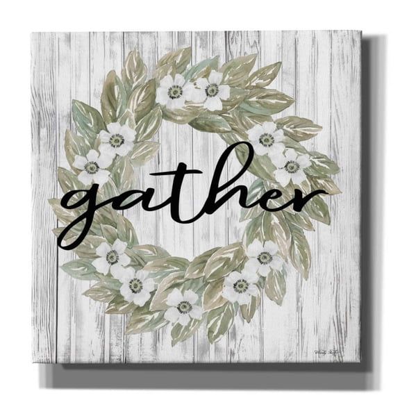 Epic Graffiti 'Gather Wreath' by Cindy Jacobs, Canvas Wall Art, 12"x12"
