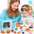 thumbnail image 5 of JoyStone Microwave Kitchen Play Set with Light Sound for Kids with Pretend Fake Food, Great Learning Gifts for Age 3+ Girls Boys, Blue, 5 of 8