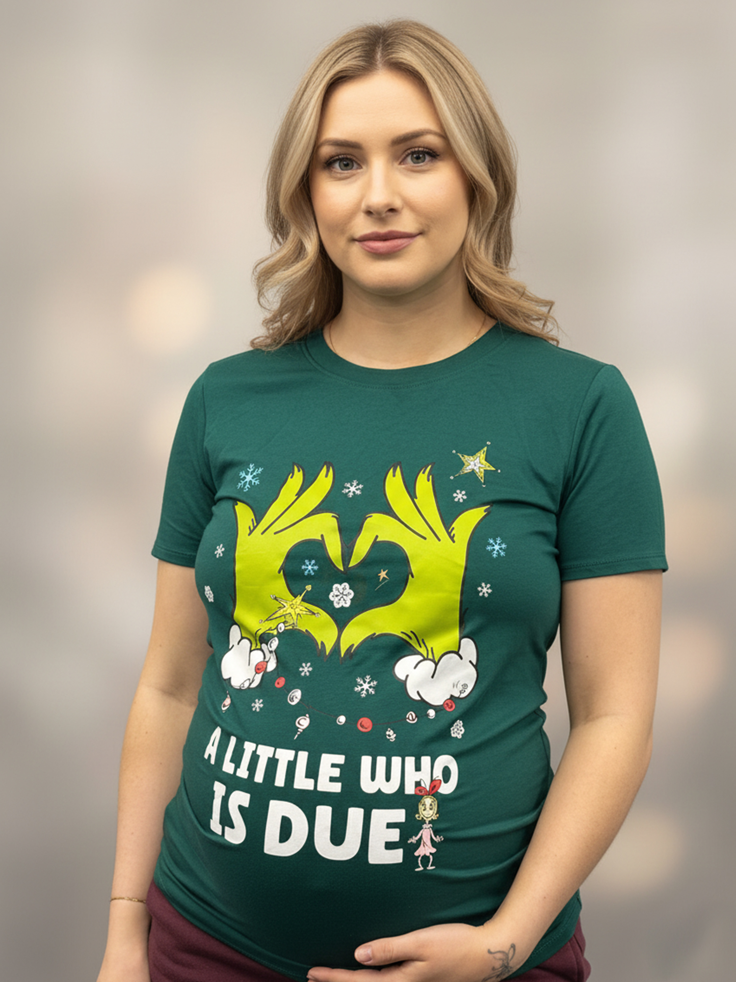 The Grinch, Women's Maternity Graphic T-Shirt, A Little Who Is Due, Sizes XS-XXL
