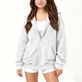 thumbnail image 6 of SDNall Girls Teen Full Zip Hooded Jacket, Solid Cotton Casual Loose Outerwear Tops, Everyday School Outdoor Outerwear Coat with Pockets 5-15 Years, 6 of 8