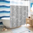 thumbnail image 6 of No Hook Shower Curtain, Grey Butterfly Botanical Shower Curtains for Bathroom with See Through Top Window, Summer Plants Line Art Waterproof & Washable Bath Curtain Extra Long 72"x96", 6 of 9