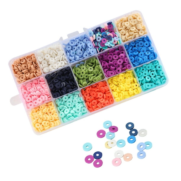 8200 Pièces Kit de Perles d'Argile Perle d'Argile pour Fabrication Bijoux  Perle Plate avec Perle Plate en Laiton Perle d'Argile Plate en Polymère