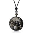 thumbnail image 1 of shiyou-Protection Amulette Pixiu Pi Yao Pendentif Collier en Obsidienne Dorée, 1 of 4