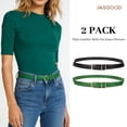 thumbnail image 4 of JASGOOD 2 Pack Belts for Women Fashion Skinny Leather Belt with Gold Buckle, 4 of 9