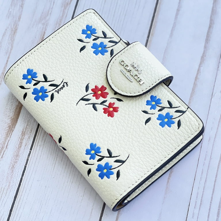 Coach Women s Medium Corner Zip Wallet with Floral Print Chalk Multi