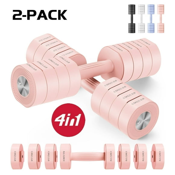 MERACH Haltères Réglables 4-en-1, Ensemble de 2 Poids à Main de 8,8 lb pour l'Entraînement à la Maison, Poids Libres Compacts pour l'Entraînement en Force, Rose