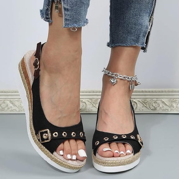 KEVCHE Orthopedic Sandals for Women,Women Walking Slippers with Arch Support Wedge Sandals Summer Dressy Open Toe Ankle Strap Platform Beach Casual Slip on Sandals Beach Dress Comfortable