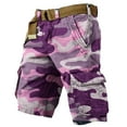 thumbnail image 5 of WTOBBY Men's Large Size Summer Casual Shorts, Loose Fit Camouflage Print, Multi-Pocket Utility Style, 5-Inch Length Without Belt, Perfect for Work and Leisure,Purple L, 5 of 5