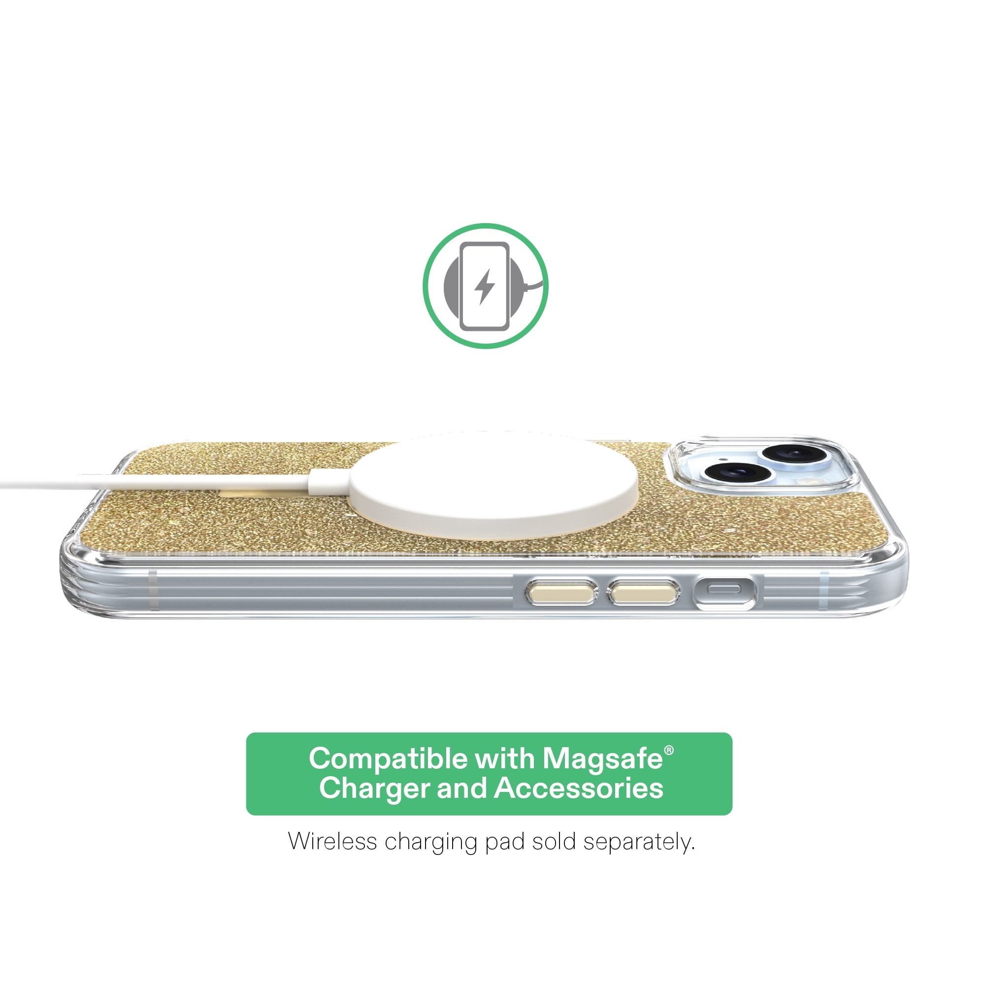 onn Phone Case for iPhone 17e / 16e / 15 / 14 / 13, MagSafe Compatible - Gold Glitter Fleck