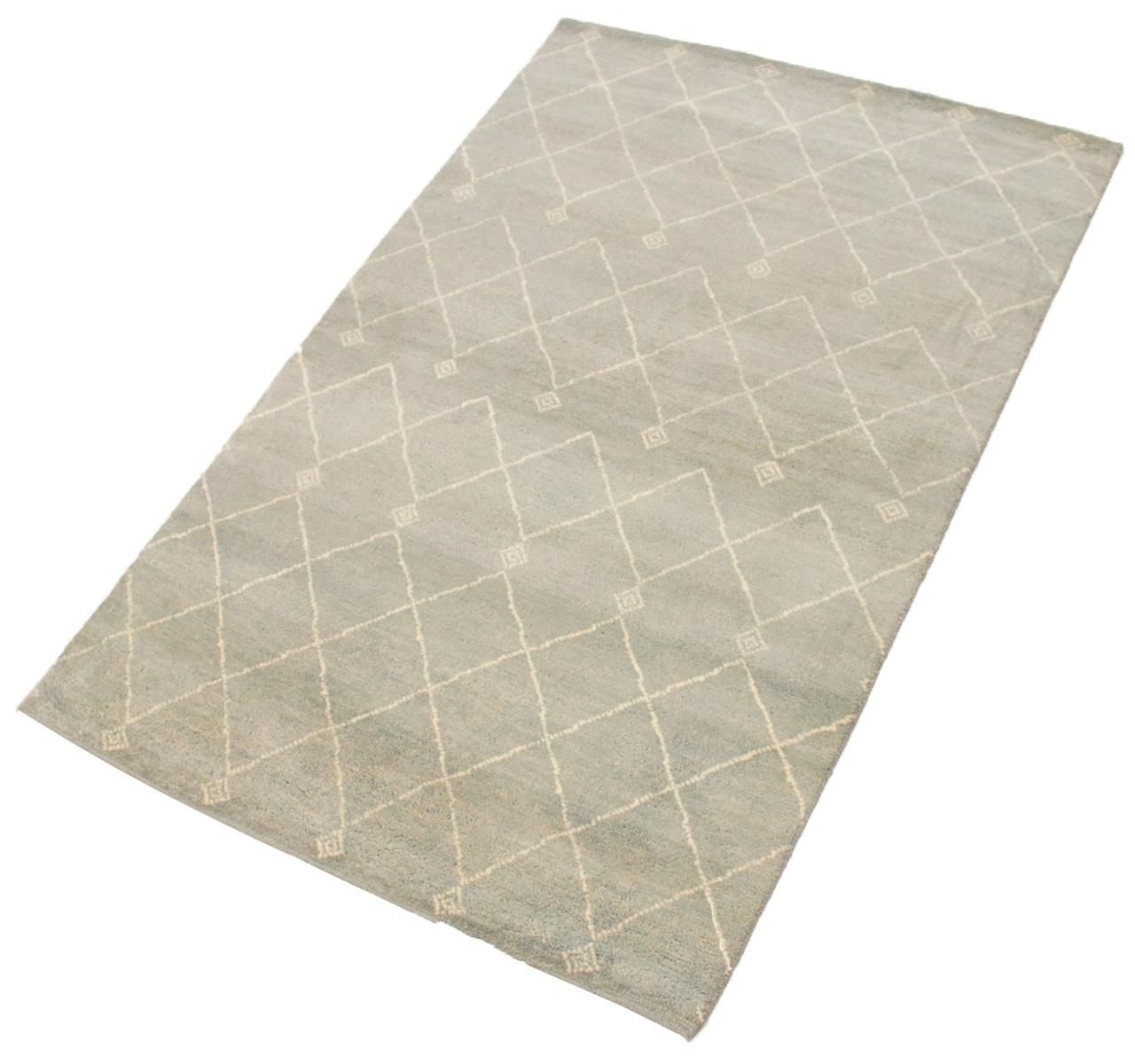 ECARPETGALLERY 5'1" x 7'11" Moroccan Tangier Hand-knotted Area Rug for Living Room, Dining Room and Bedroom in Grn