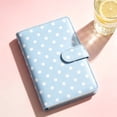 thumbnail image 3 of 7.5×5.3in Sky Blue White Polka Dot A6 Loose Leaf Budget Planner, Scratch Resistant PU Leather Finance Organizer, Detachable Cash Envelope Binder For Weekly Expense Logging & Vacation Savings, 3 of 4