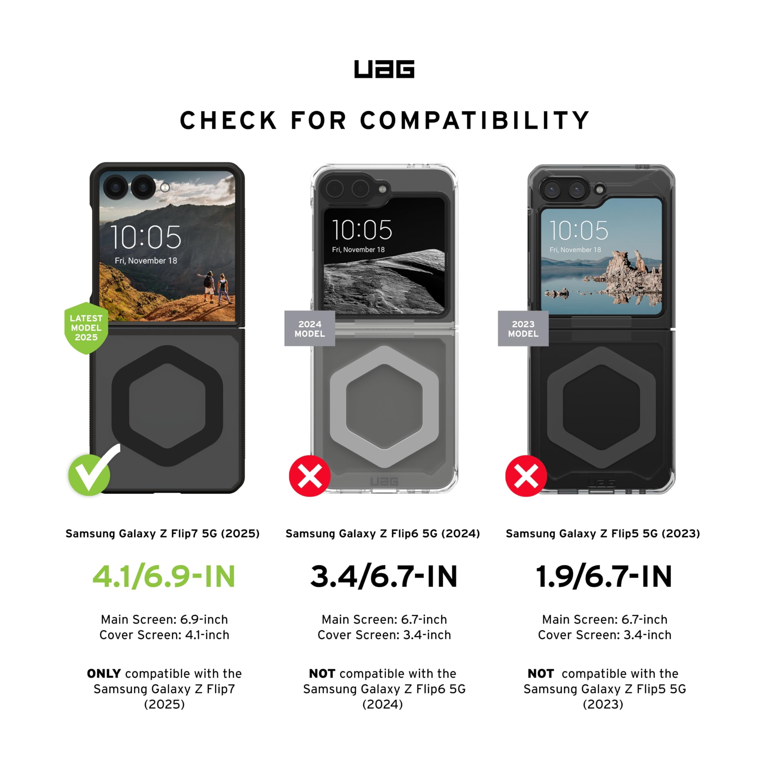 UAG Samsung Galaxy Z Flip 7 Case Mouve - Magnetic Charging Transparent Clear Rugged Military Grade Protective Cover, Ash