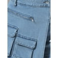 thumbnail image 5 of INSPIRE CHIC Women's Skirt Denim Skort Zipper Decor Y2K High Waist Faux Wrap Mini Jean Skirt S Blue Grey, 5 of 6