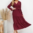thumbnail image 3 of Vestido túnica de mujer de manga larga con cuello en V, elegante vestido informal de lunares suizos, vestido de cóctel de otoño e invierno, vestido de fiesta con cinturón, 3 of 6