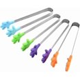 thumbnail image 1 of 4pcs Silicone Non-stick Stainless Steel Kitchen Tongs Barbecue Kitchen Grilling Turner (Random Color), 1 of 5