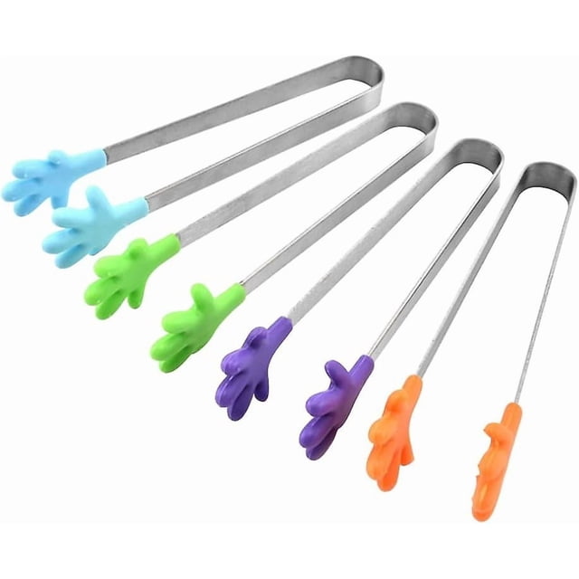 4pcs Silicone Non-stick Stainless Steel Kitchen Tongs Barbecue Kitchen Grilling Turner (Random Color)