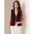 thumbnail image 3 of DARING DIVA Women's Waistcoat Suit Velvet Lapel V Neck Dressy Blazer Vests XL Burgundy, 3 of 5