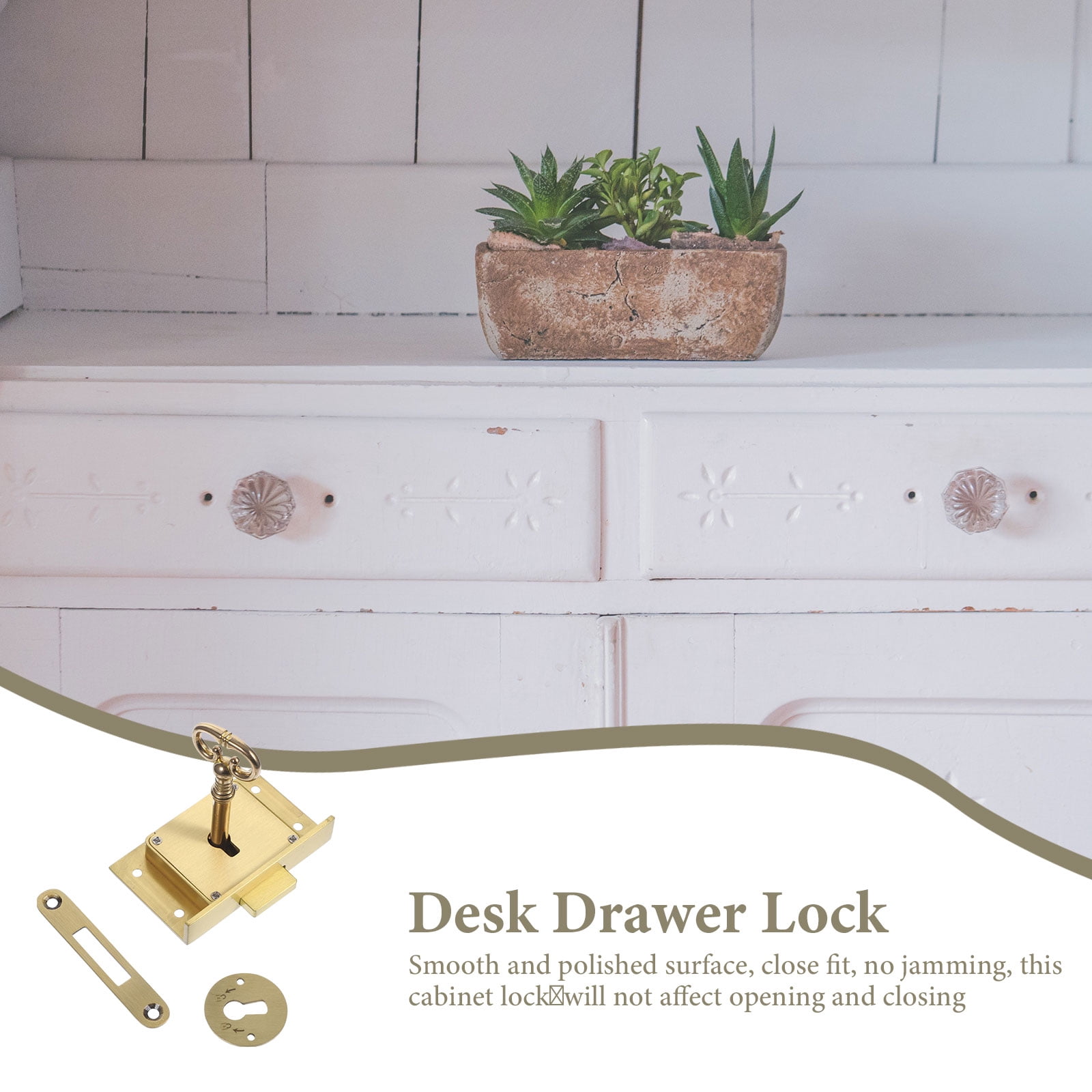 Raindrops 2 Sets  of File Cabinet Lock Secure Drawer Lock Brass File Wooden Box Safety Lock Replacement