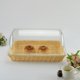 thumbnail image 5 of Cesta de ratán de imitación de pan de frutas con tapa Cesta de exhibición de alimentos rectangular Bandeja de pan tejida con tapa abatible transparente, 5 of 5