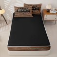 thumbnail image 3 of catabedysis Country Camping Zipper Full Size Comforter Sets with Fitted Sheet and 2 Pillowcases,Sweet Camper Silhouette Print Zipper Bedding Set For Boys,Natural Wood Tone,Black Reversible,4 Pieces, 3 of 7