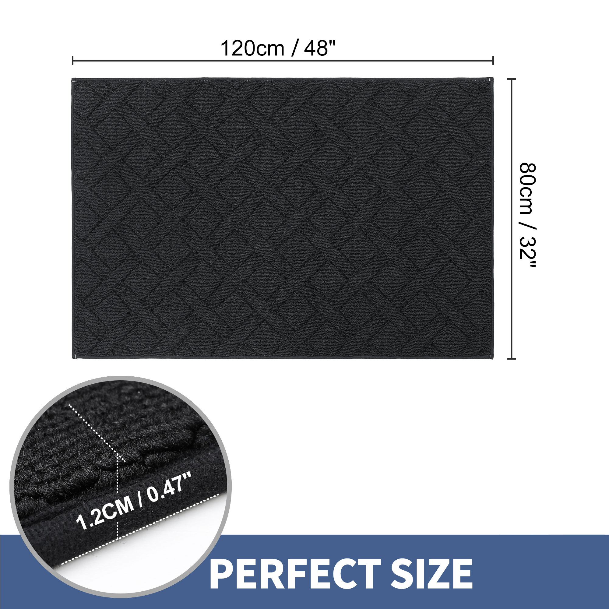 Floor Hug Indoor Dog Doormat, 32"x48", Non-Slip Front Door Mat for Entrance, Absorbent Resist Dirt Door Rug for Inside, Low-Profile Welcome Mat, Entryway Rug Machine Washable, Black