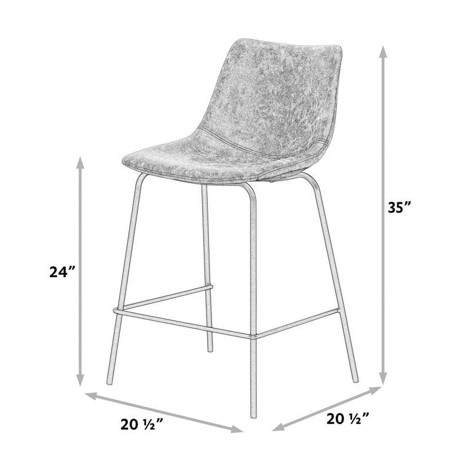 Abble 24 in. Camel Color Faux Leather Upholstered Counter and Bar Stool(Set of 2)
