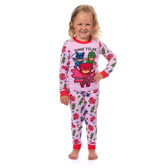 PJ Masks Toddler Girls' Gekko Catboy Owlette Title Logo Sleep Pajama Set
