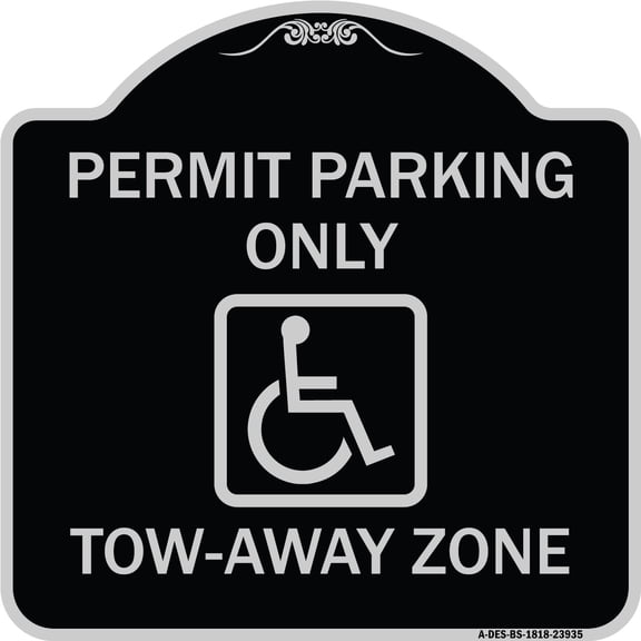 SignMission Designer Series Sign - Georgia ADA Handicapped Parking Sign Accessible Permit Parking Only Tow-Away Zone with Symbol | Black & Silver 18" X 18" Heavy-Gauge Aluminum