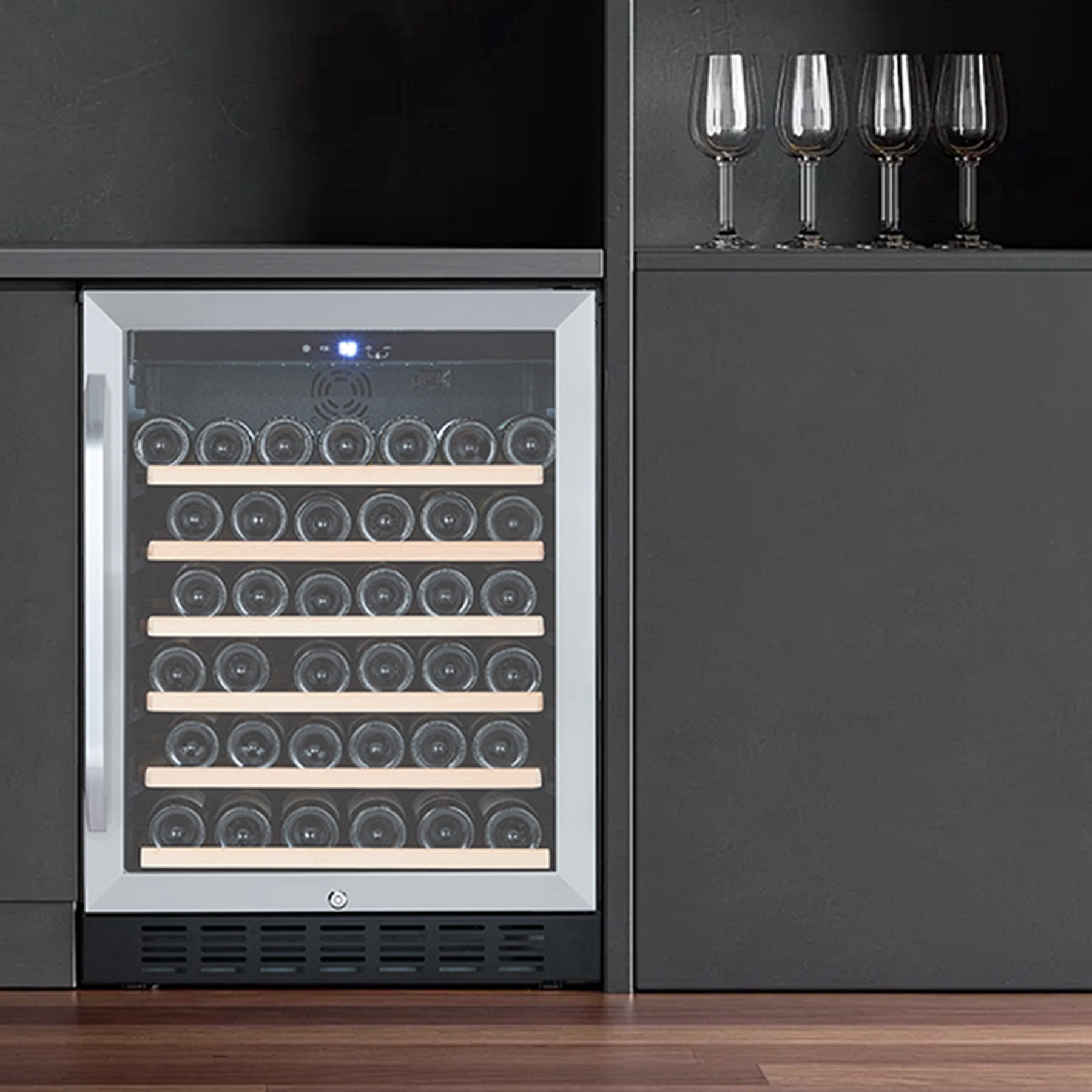 Aoile 22.5"D Wine Refrigerator Cooler with 46-bottle Capacity, Built-in Compressor Wine Cellar