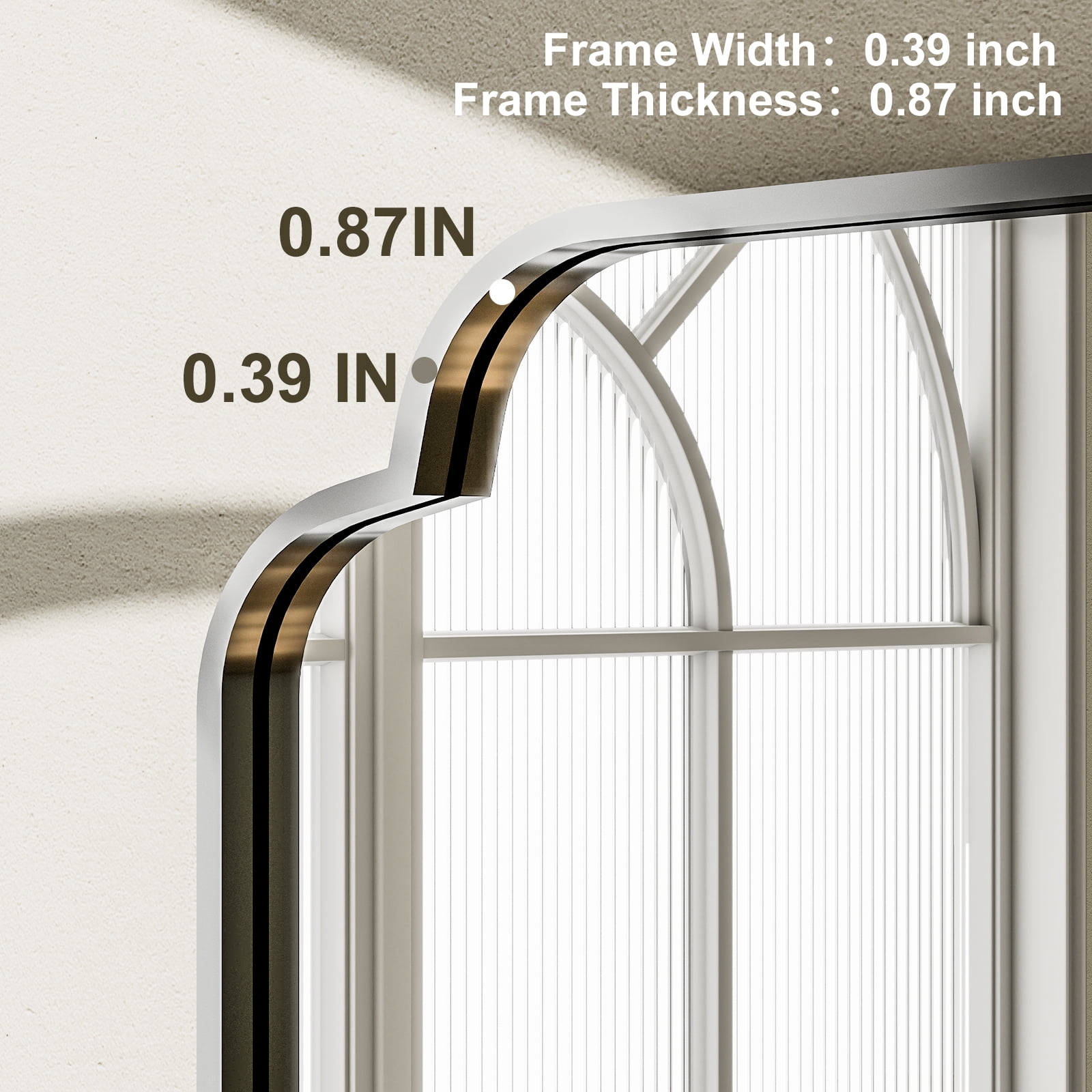 BEAUTYPEAK 30"x40" Arched Bathroom Mirror with Curved Top Modern Decorative Wall Mirror with Deep Frame, Silver