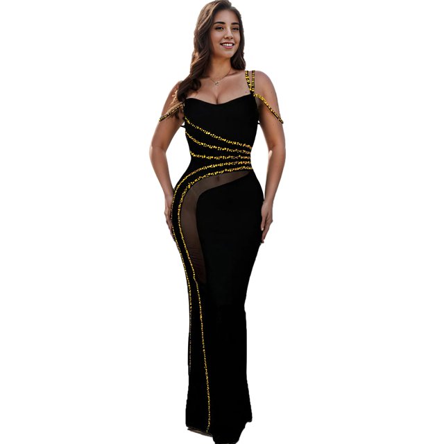 Vestido Nagfar sexy con tirantes finos con strass para mujer