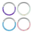 thumbnail image 3 of Miyuadkai Nose Jewelry 16G Opal Septum Rings Hoop Nose Ring Lip Rings Stainless Steel Hinged Segment Ring Seamless Ring Cartilage Earrings Hoop Tragus Septum Piercing Jewerly Jewelry Silver2 A, 3 of 13