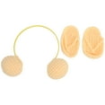 thumbnail image 3 of Accesorios de fotografía para recién nacidos, zapatillas de lana para sesión de fotos, auriculares, adorables accesorios para fotos, color amarillo, 3 of 5