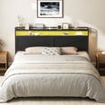 thumbnail image 2 of HOOBRO King Size Headboard with Charging Station and LED Light Strip 2-Tier Storage Height Adjustable Black BB96UDBH01, 2 of 9